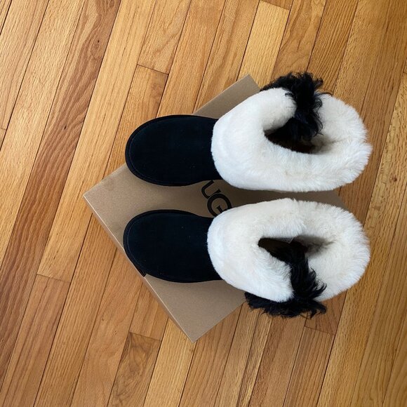 NEW UGG BOOTs CLASSIC MINI WISP SHEEPSKIN CUFF BLACK Size 7 NEW w/box - Picture 3 of 11
